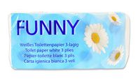 Funny AG-014 toiletpapier, 3-laags, 250 vellen, 9,5 cm x 11 cm, wit, enkele verpakking van 8 rollen