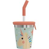 Sigg Roestvrijstalen drinkbeker met deksel en rietje - kinderbeker met siliconen deksel en tritan rietje - lekvrij - BPA-vrij - licht en robuust - eenhoorn - 0,35 l