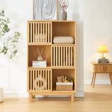 en.casa Boekenkast Ypäjä schap 126x76x32,5 cm bamboe naturel