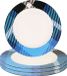 Merkloos Bord - 6x - kunststof - wit/blauw motief - herbruikbaar - 33 cm
