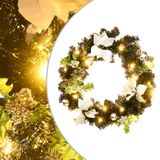 VidaXL Kerstkrans met led-lampjes 60 cm pvc zwart