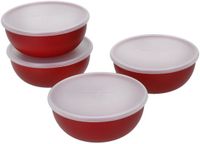 KitchenAid Kleine Kom met Deksel, 4-delige set, Kunststof, Rood