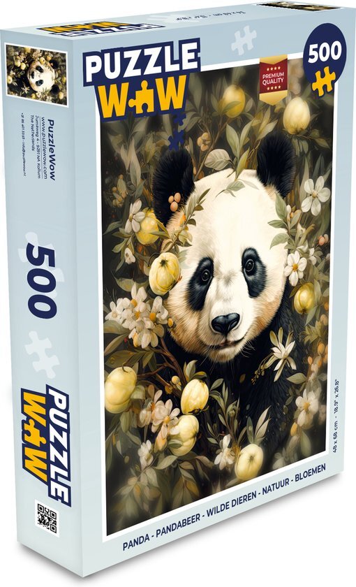 MuchoWow Puzzel Panda - Pandabeer - Wilde dieren - Natuur - Bloemen - Legpuzzel - Puzzel 500 stukjes