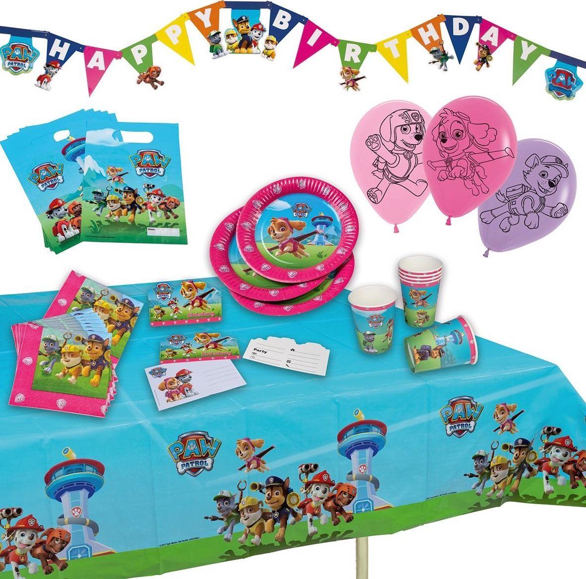 tib Panda tib Feestset Paw Patrol Papier Paars 51-delig