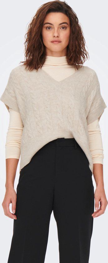 ONLY ONLMELODY Vest KNT NOOS Dames Trui - Oatmeal - Maat S
