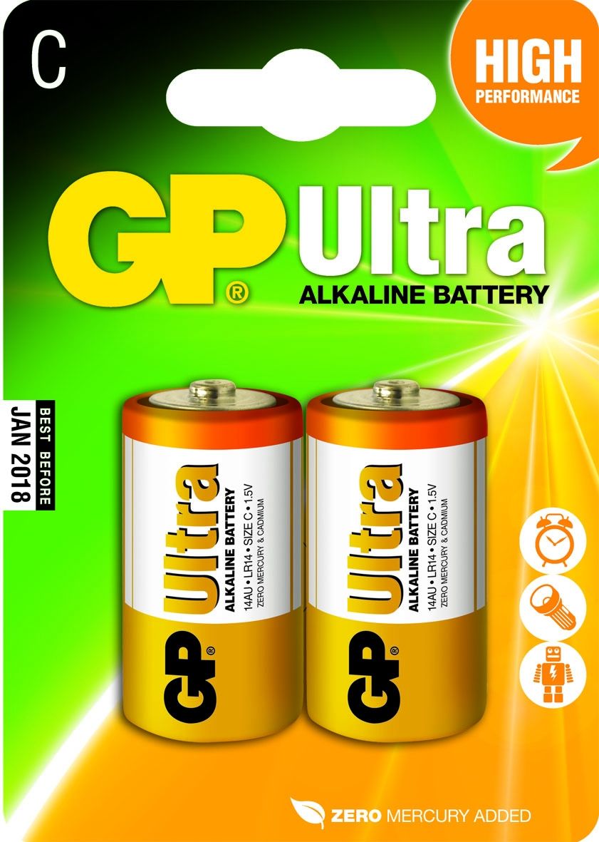 GP Batteries Ultra Alkaline C Batterijen - 2 stuks
