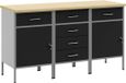 vidaXL Werkbank met opbergruimte, 3 stuks, zwart en grijs, 150 x 55 x 85 cm