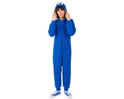 OppoSuits Cookie Monster Kids Onesie - Sesamstraat Huispak - Kinder Kleding voor Koekiemonster Outfit - Carnaval - Blauw - Maat: L - 134/140 - 146/152 - 10-12 Jaar