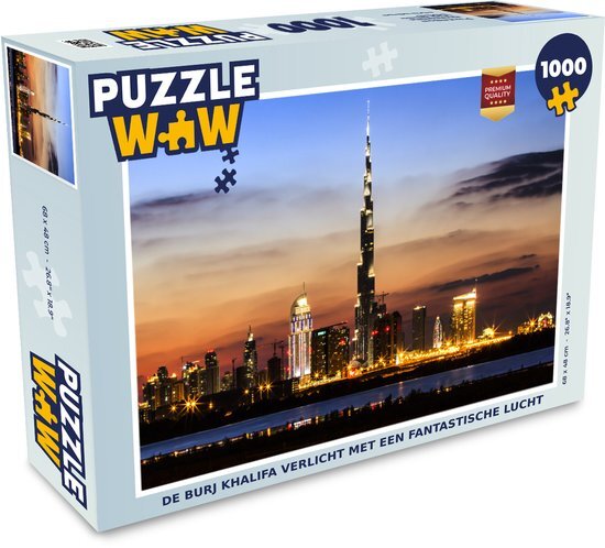 MuchoWow Puzzel De Burj Khalifa verlicht met een fantastische lucht - Legpuzzel - Puzzel 1000 stukjes volwassenen