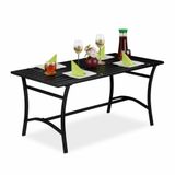 Relaxdays tuintafel rechthoek, tuin, terras & balkon, robuust & stabiel, buitentafel, HxBxD 55,5 x 120 x 60 cm, zwart