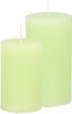 Set de bougies cylindriques sans marque - 2x - vert citron - modèle rustique