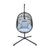 Rebecca Mobili Hangstoel, outdoor schommelstoel, polyrotan staal, met kussens, zelfdragend - afmetingen HxBxD: 200 x 128 x 128 cm (grijs)