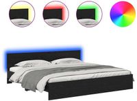 vidaXL Bedframe met hoofdeinde Zwart Eiken 200 x 200 cm Bewerkt hout