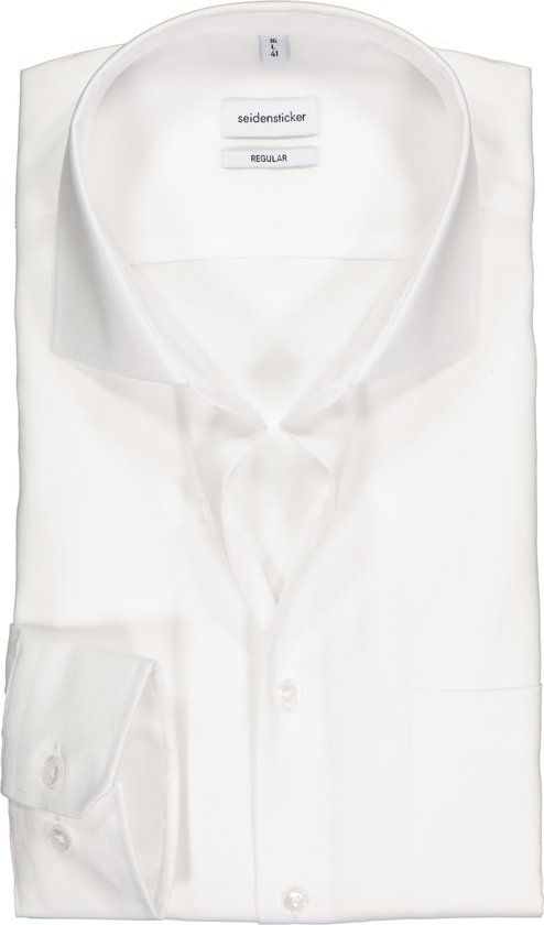 Seidensticker Regular Fit Overhemd - Wit - Oxford - Maat 44
