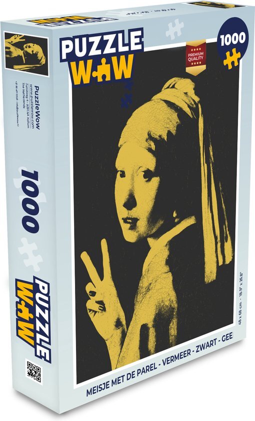 MuchoWow Puzzel Meisje met de parel - Vermeer - Zwart - Geel - Legpuzzel - Puzzel 1000 stukjes volwassenen