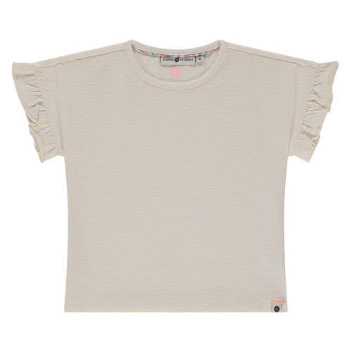 Stains&Stories T-shirt met textuur beige
