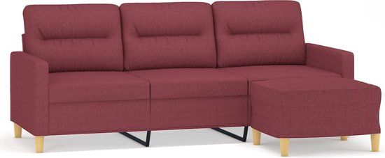 vidaXL Driezitsbank met voetenbank 180 cm stof wijnrood