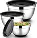 Set de trois casseroles, casserole en acier inoxydable avec couvercle hermétique et fond antidérapant, set de casseroles pour cuisine/cuisson, cuisson/préparation, lavable au lave-vaisselle, 4,6 L/2,8 L/1,2 L (noir)
