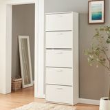 en.casa Schoenenkast Sykkylven 5 kleppen wit 169x60x24 cm