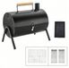 Grill portable au charbon de bois - Grill double compact avec plaque de cuisson - Adapté au camping, aux pique-niques et au jardin - Noir