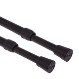 GCurtain 2 stuks douchegordijnstang, zonder boren, veerspanstang, 71-117 cm, 1/2 inch diameter, rubberen dop aan beide uiteinden, zwart