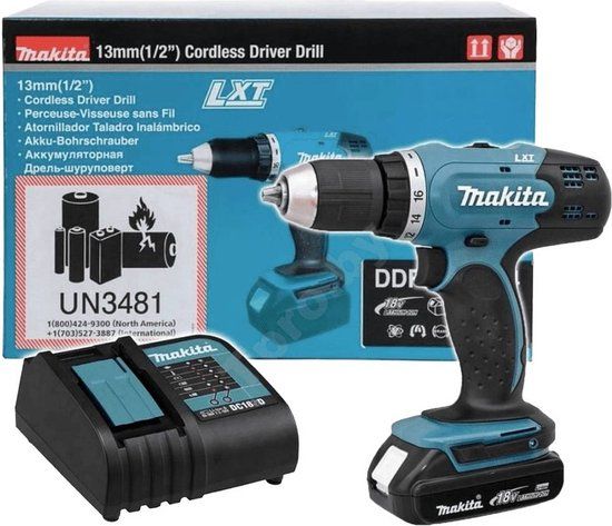 Makita DDF453SYX5 Accu-schroefboormachine 18 V 1.5 Ah Li-ion | Incl. accu, Incl. lader