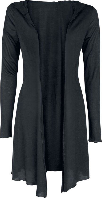 Black Premium by EMP Zwart lang vest met capuchon - Dames - XL