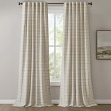 Madison Park Anaheim Cabin Plaid Gordijnvenster, Thermisch Geïsoleerde Fleece Voering, Woonkamer Decor Lichtblokkerende Drape voor Slaapkamer, 1-Single Panel Pack, 127 cm x 274 cm Rod Pocket Natural