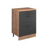 Vicco Keukenkast voor schuine wand R-Line, Antraciet landhuis, 60 cm zonder schuine kant met 3 lades