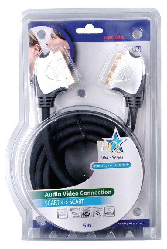 HQ Hoge Kwaliteit Scart Kabel 5.00 M Zwart