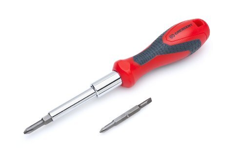 Crescent CMBD7P Handgereedschap Dubbele Materiaal Schroevendraaier 7-in-1 Verwisselbaar Bit, Rood