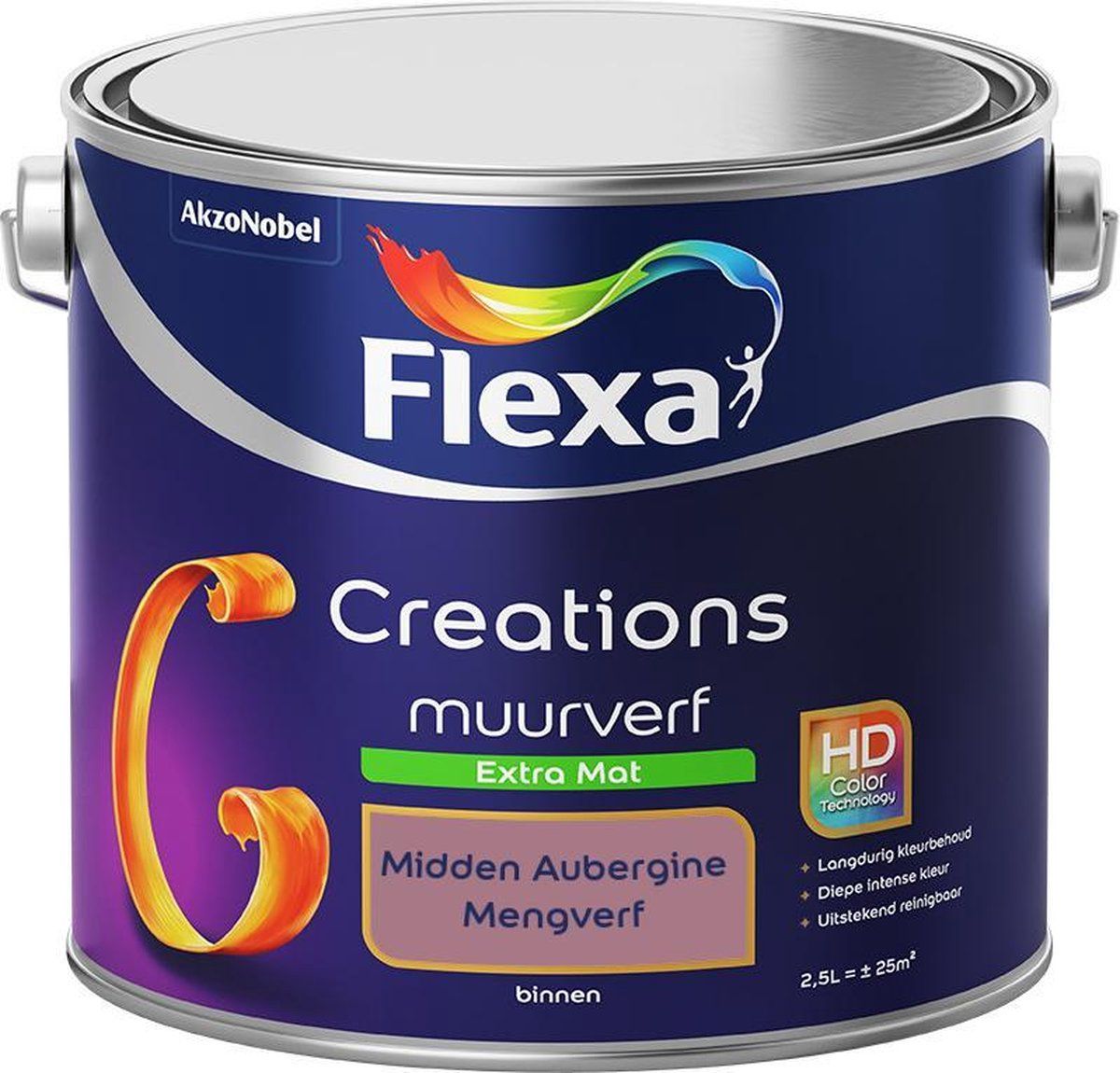 FLEXA Creations Muurverf - Extra Mat - Midden Aubergine - 2,5 liter