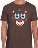 Bellatio Decorations heren beer gezicht verkleed t-shirt - bruin XXL