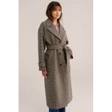 WE Fashion geruite manteljas met ceintuur en wol - bruin
