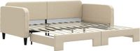 vidaXL Slaapbank met onderschuifbed 100x200 cm stof crèmekleurig