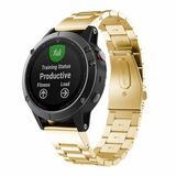 By Qubix Qubix - Stalen schakelband - 22mm Quickfit - Goud - Geschikt voor Garmin Descent G2
