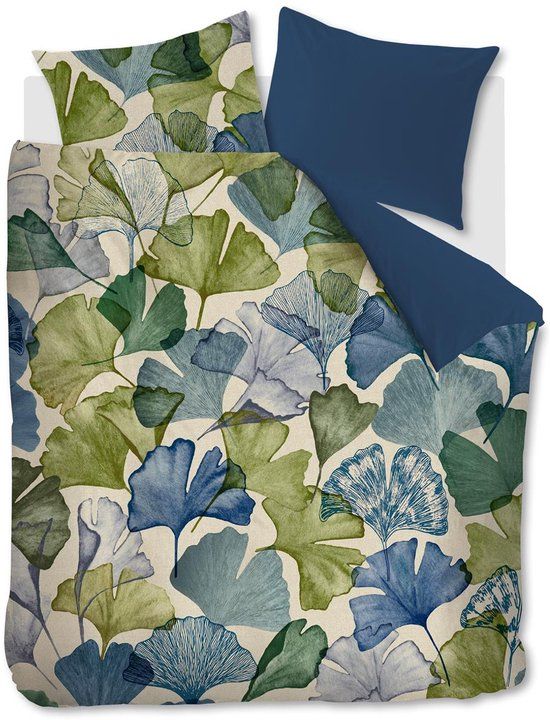 Beddinghouse Sue dekbedovertrek Lits-Jumeaux 240x200/220 cm Blauw Groen Katoensatijn Natuurprint