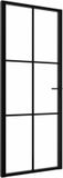 vidaXL Binnendeur 83x201,5 cm Zwart ESG-glas Aluminium