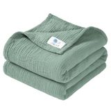 Lulu moon Mousseline Deken, Wieg Deken voor Baby en Peuter, 117 x 107 cm (Lotusblad)