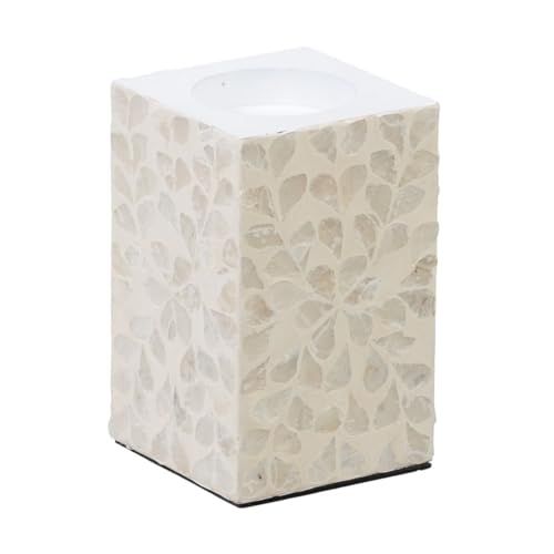 BigBuy Home Theelichthouder - Beige - Parelmoer - MDF - 10,5 x 10,5 x 16 cm