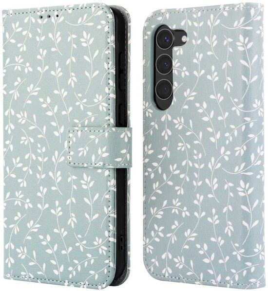 imoshion Design Bookcase voor de Samsung Galaxy S23 - Smoke Green Flowers