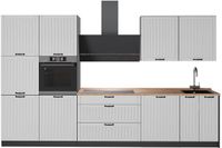 Vicco Complete keukeneenheid Fame-Line, Wit Landhuis/Antraciet, 340 cm, WB Eik
