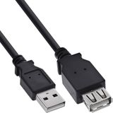 InLine USB 2.0 Verlengkabel, Stekker/Contactdoos, Type A, Zwart, 2m
