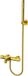 BES LED Thermostatische Bad/Douchekraan met Staafhanddouche en Handdouchehouder - Leoni - RVS - PVD - Geborsteld Goud