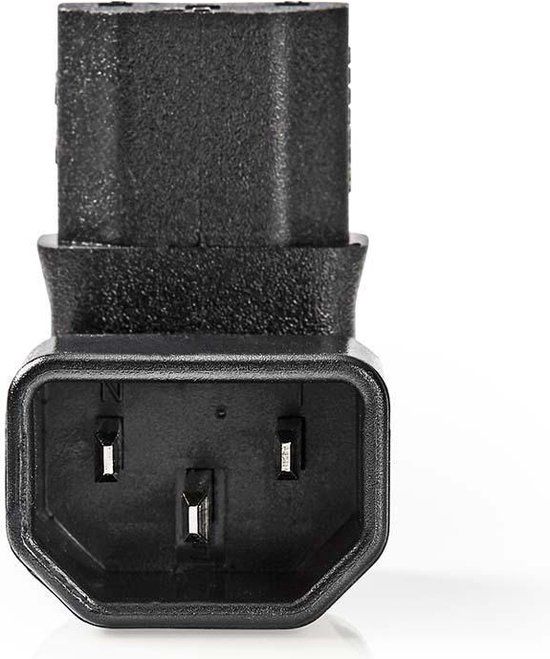 Nedis Verlengstekker - IEC-320-C13 - IEC-320-C14 - 90° Gehoekt - Vernikkeld - PVC - Zwart - Envelop - 1 Stuks