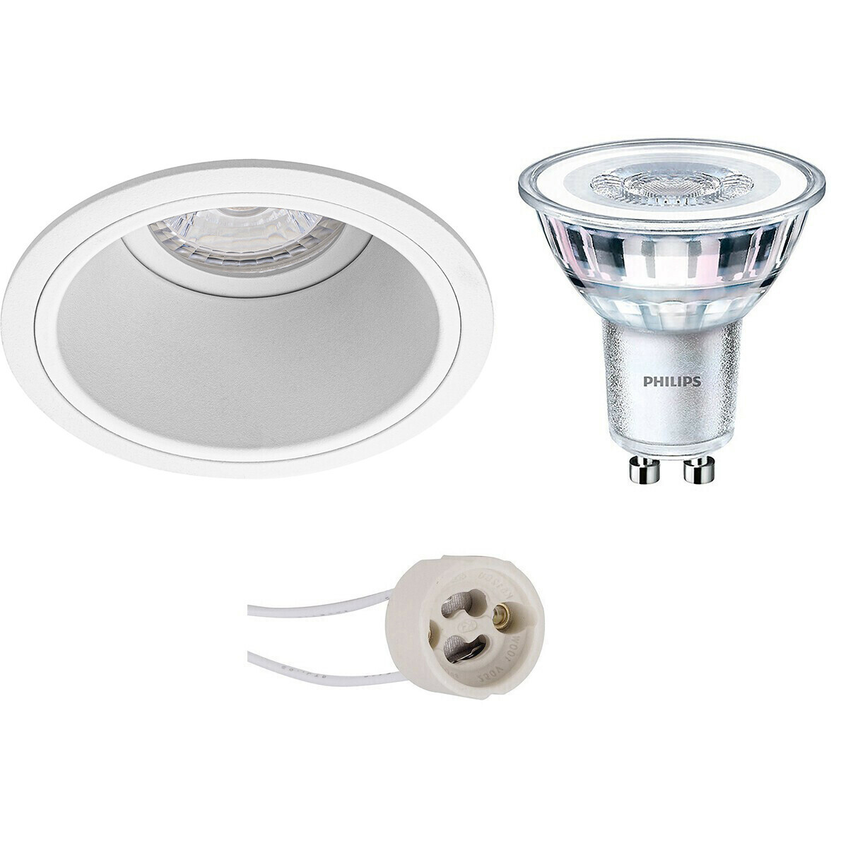 BES LED LED Spot Set - Pragmi Minko Pro - GU10 Fitting - Inbouw Rond - Mat Wit - Verdiept - Ø90mm - Philips - CorePro 840 36D - 4W - Natuurlijk Wit 4000K - Dimbaar