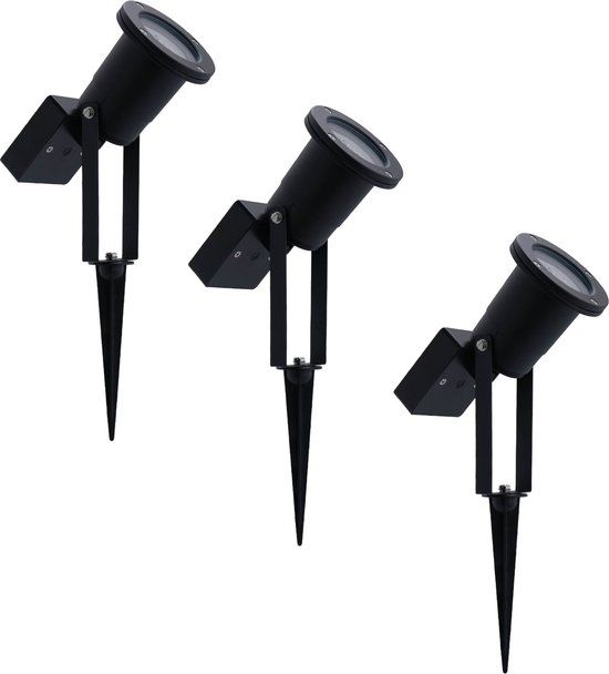 LEDVION - 3x LED Solar Prikspot - 0.29W - 3000K - IP44 - Zwart