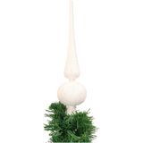 Cosy & Trendy Kerst piek - wit - glitters - H23 cm - kunststof - kerstboompiek - kerstversiering