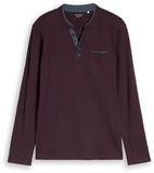 Tom Tailor Serafino T-shirt à manches longues avec poche poitrine - Taille XXL - rayure injectée rouge poire bleu marine