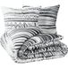 Parure de lit en coton à motif ethnique pour 2 personnes - Noir et Blanc - 240 x 220 cm - Livraison gratuite